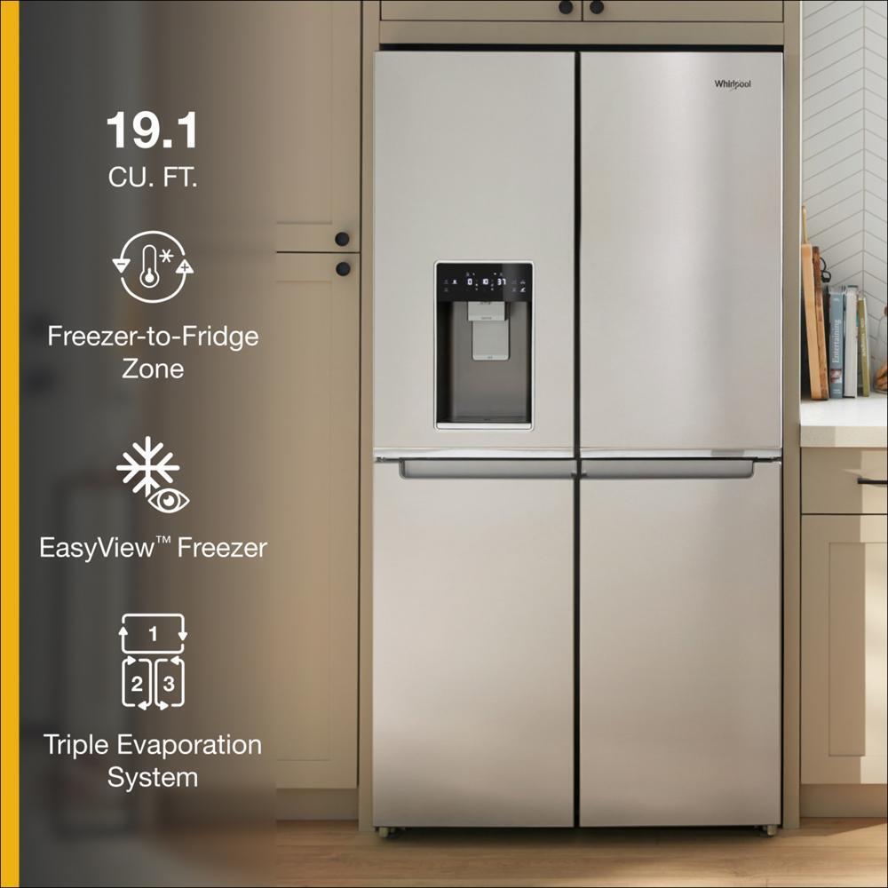 Whirlpool WRQC7836RZ 36-Inch Counter Depth 4 Door Refrigerator With Ice Maker In Door