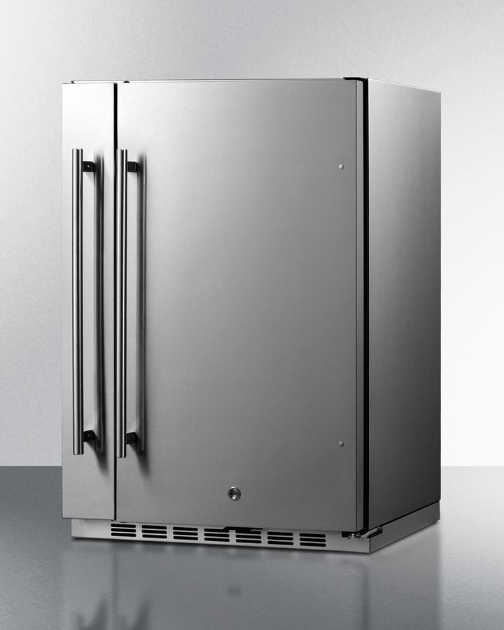 Summit SPR196OS24 Shallow Depth 24" Wide Outdoor Built-In All-Refrigerator With Slide-Out Storage Compartment