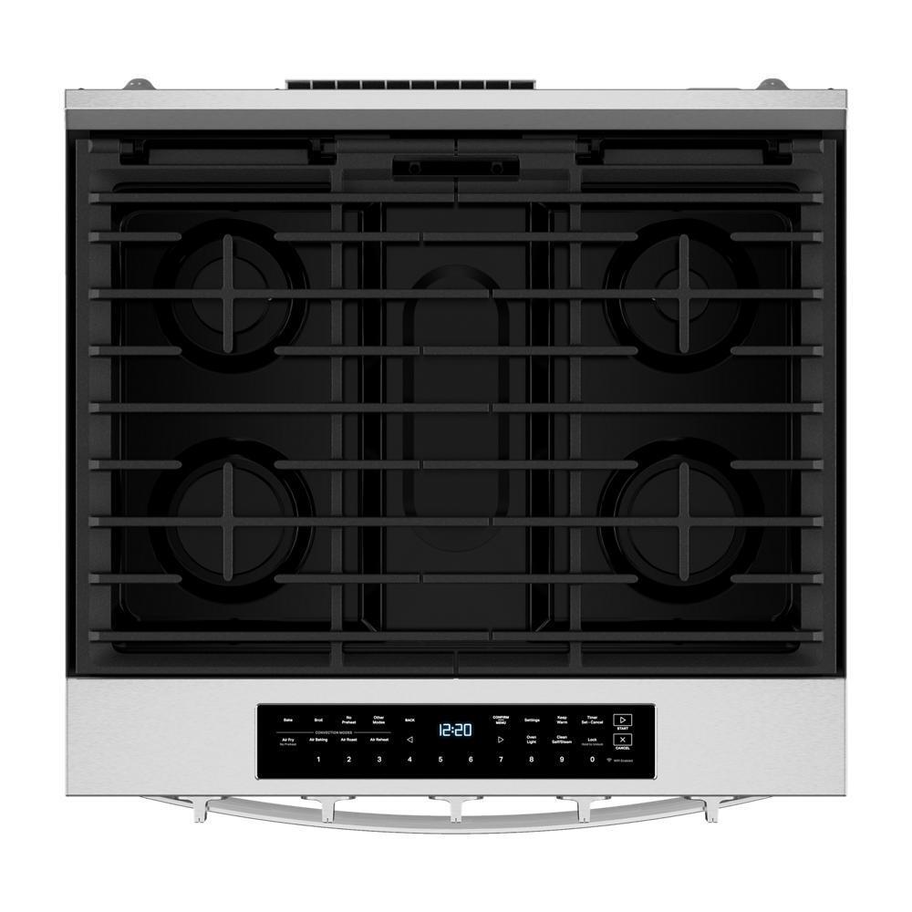 Whirlpool WSGS7530RZ 30-Inch Smart Slide In Gas Range With Air Cooking Technology, No Preheat Air Fry, Wipeclean&#8482; Coating, Steam/Self Clean And High Speed Preheat