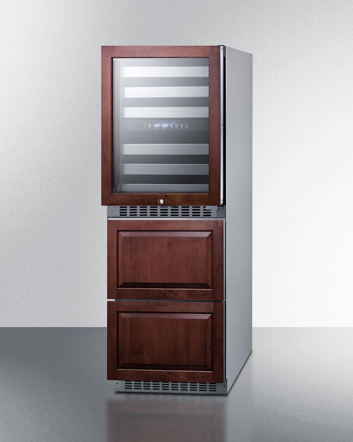 Summit SWCDRF24PNR 24" Wide Combination Dual-Zone Wine Cellar And 2-Drawer Refrigerator-Freezer (Panels Not Included)