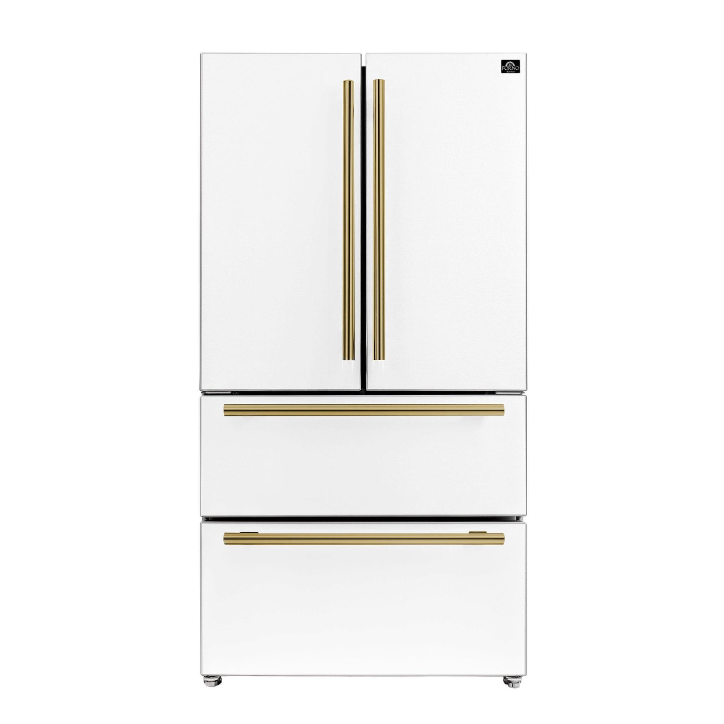 Forno FFRBI182036WHT Espresso Moena 36-Inch French Door Refrigerator In White, 19.2 Cu.Ft