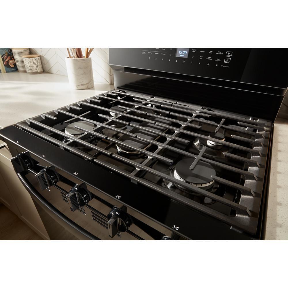 Whirlpool WFGS7530RB 30-Inch Smart Gas Range With Air Cooking Technology, No Preheat Air Fry, Steam/Self Clean And High Speed Preheat