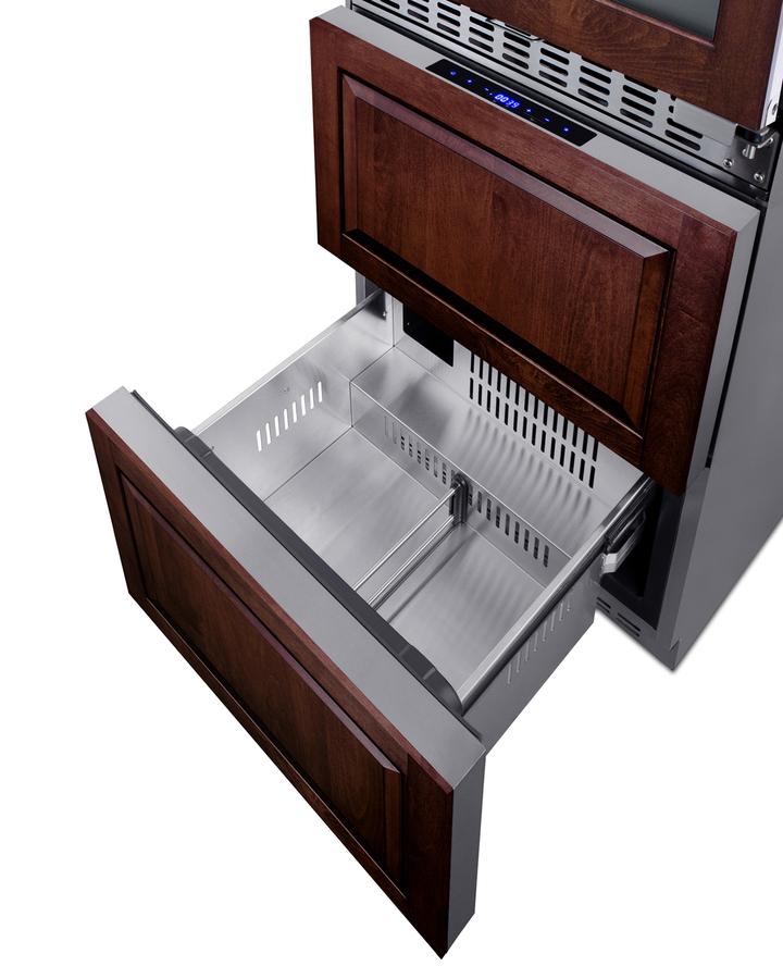 Summit SWCDRF24PNR 24" Wide Combination Dual-Zone Wine Cellar And 2-Drawer Refrigerator-Freezer (Panels Not Included)