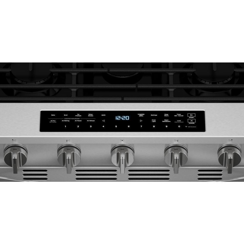 Whirlpool WSGS7530RZ 30-Inch Smart Slide In Gas Range With Air Cooking Technology, No Preheat Air Fry, Wipeclean&#8482; Coating, Steam/Self Clean And High Speed Preheat