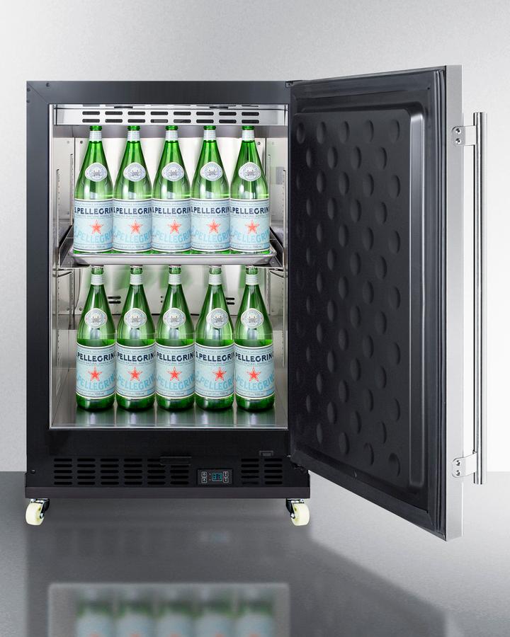 Summit SCR610BLSDRI 24" Wide Built-In Mini Reach-In Beverage Center With Dolly