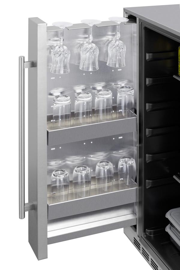 Summit SPR196OS24 Shallow Depth 24" Wide Outdoor Built-In All-Refrigerator With Slide-Out Storage Compartment