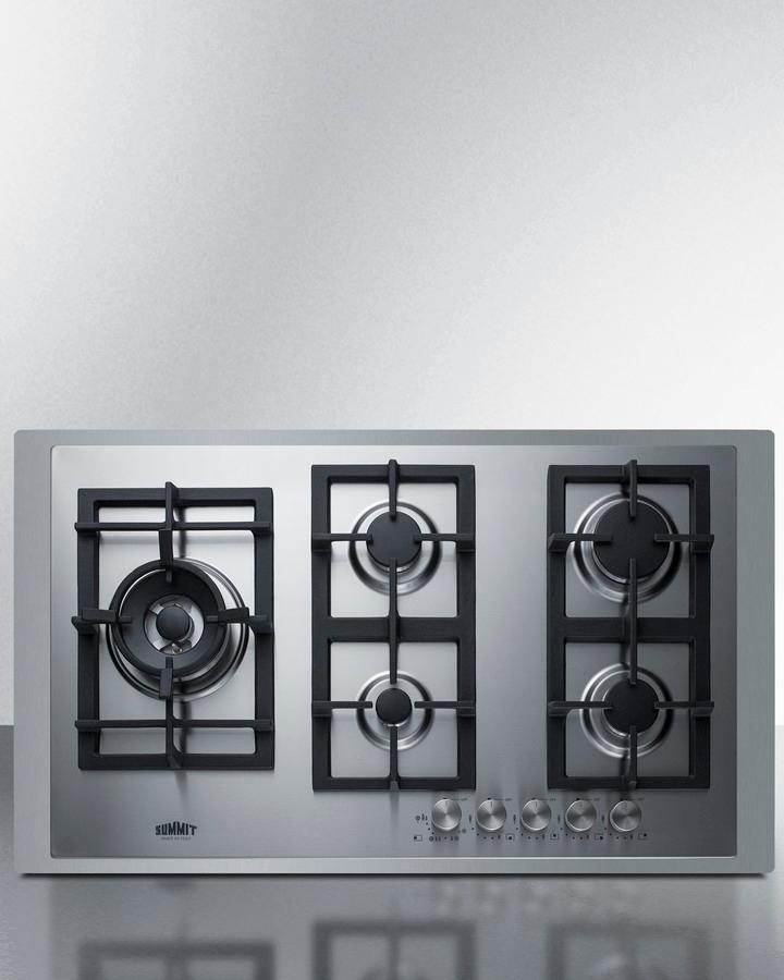 Summit GCJ536SSTK 34" Wide 5-Burner Gas Cooktop In Stainless Steel