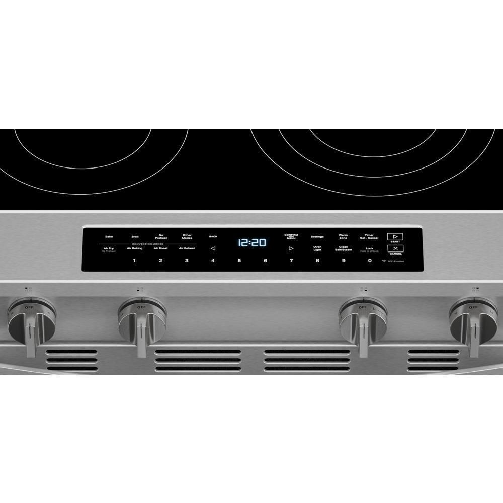 Whirlpool WSES7530RZ 30-Inch Smart Slide In Electric Range With Air Cooking Technology, No Preheat Air Fry, Wipeclean&#8482; Coating, Steam/Self Clean And High Speed Preheat