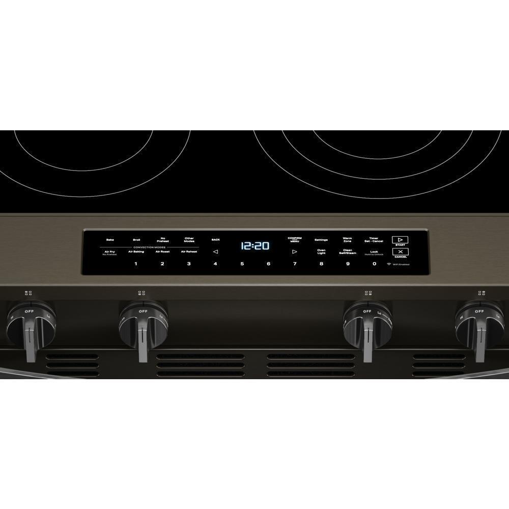 Whirlpool WSES7530RV 30-Inch Smart Slide In Electric Range With Air Cooking Technology, No Preheat Air Fry, Wipeclean&#8482; Coating, Steam/Self Clean And High Speed Preheat