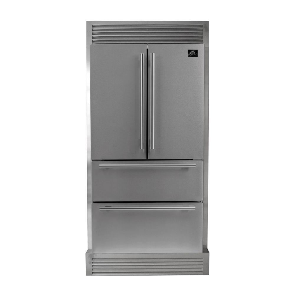 Forno FFRBI182040SG Forno Moena 36" French Door 19.2 Cu.Ft. Stainless Steel Refrigerator With Grill Trim