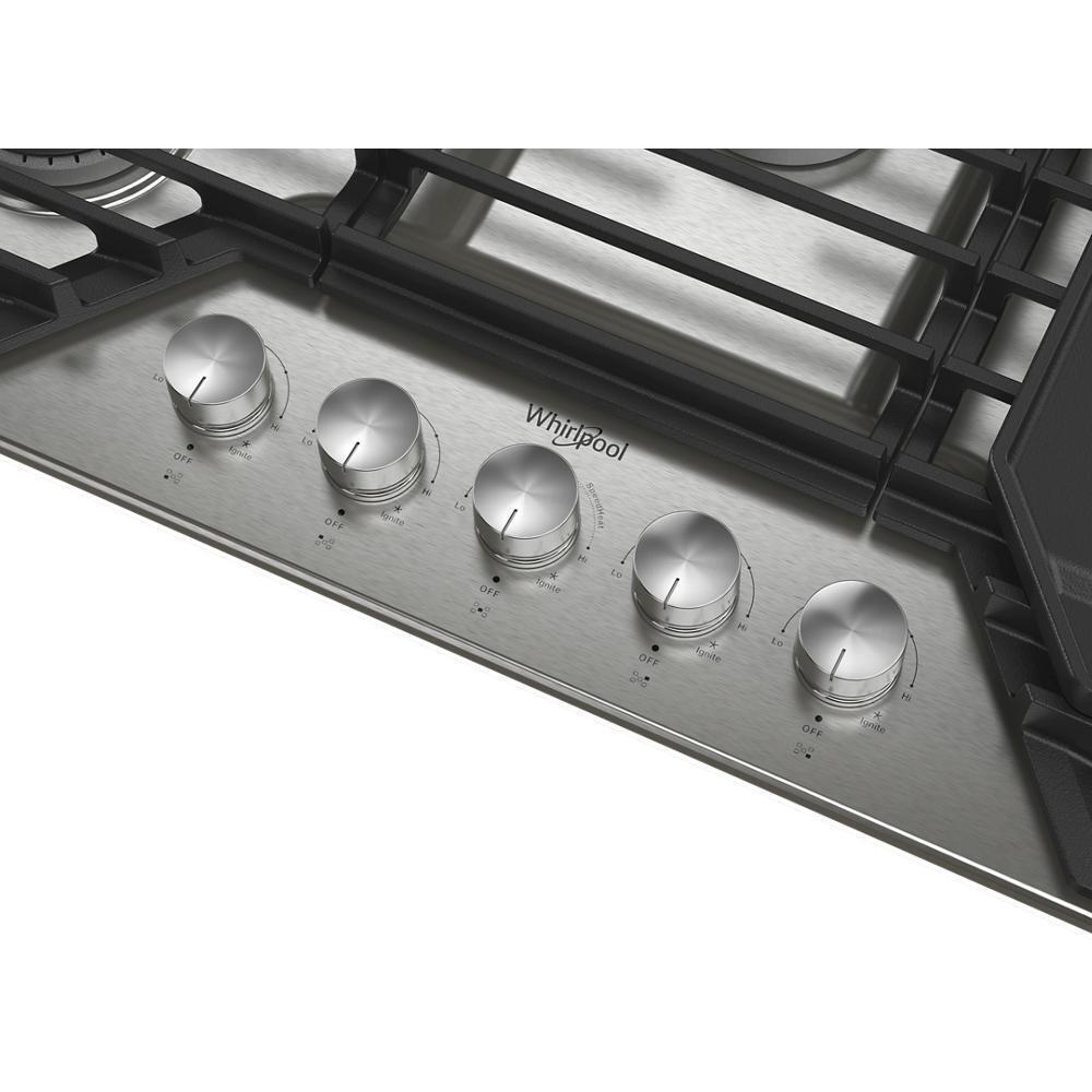 Whirlpool WCGK7530PS 30-Inch Gas Cooktop With 2-In-1 Hinged Grate To Griddle