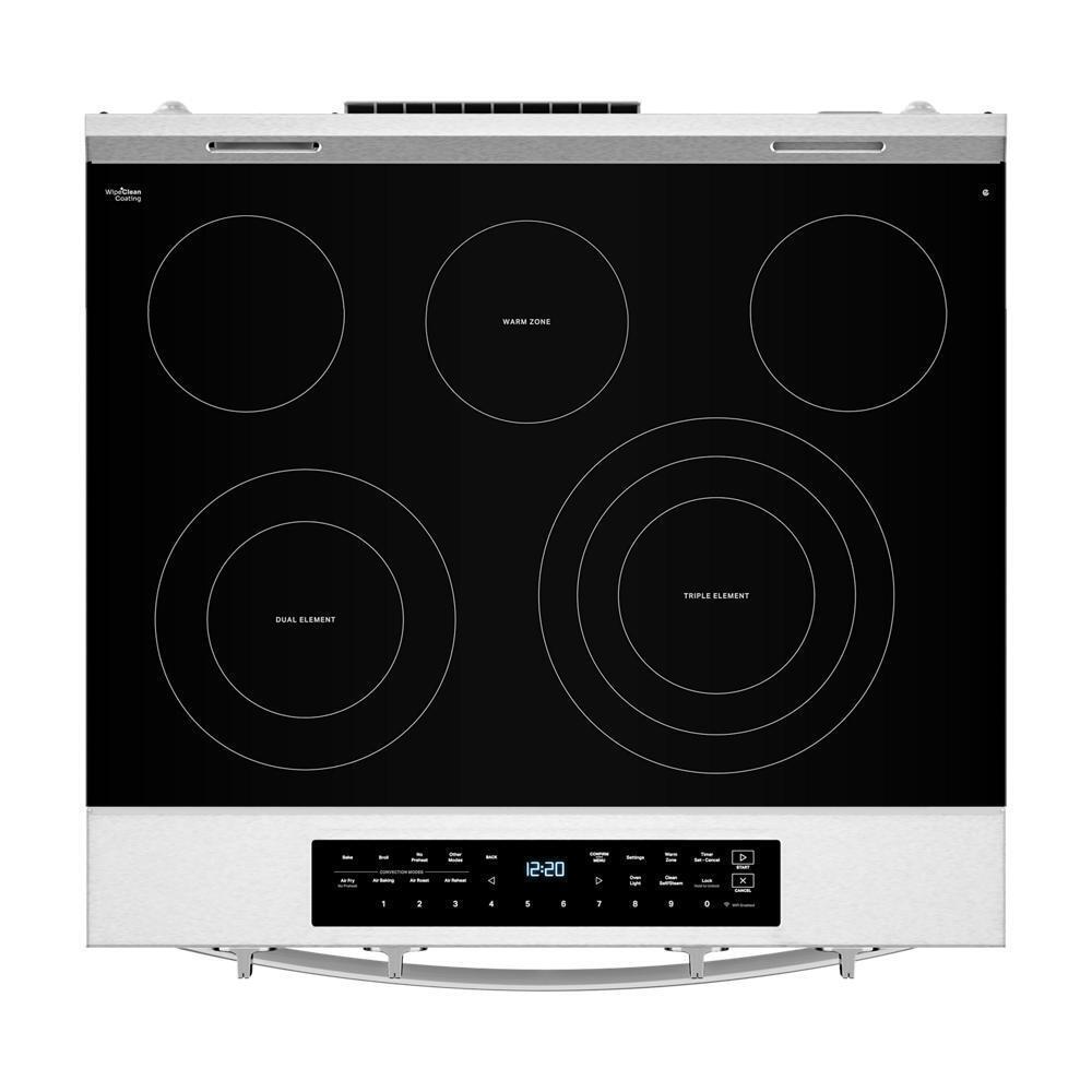 Whirlpool WSES7530RZ 30-Inch Smart Slide In Electric Range With Air Cooking Technology, No Preheat Air Fry, Wipeclean&#8482; Coating, Steam/Self Clean And High Speed Preheat