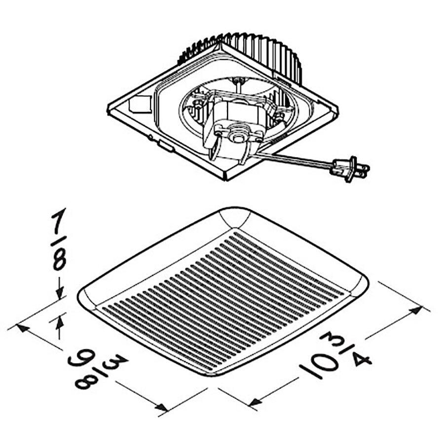 Broan BKR60 Broan-Nutone® Quickit&#8482; Bath Fan Replacement Motor And Cover/Grille, 60 Cfm