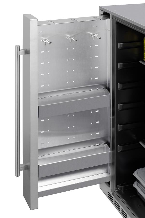 Summit SPR196OS24 Shallow Depth 24" Wide Outdoor Built-In All-Refrigerator With Slide-Out Storage Compartment