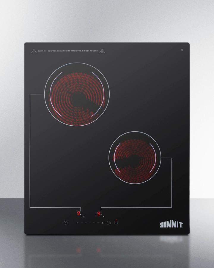 Summit CR2B228T 18" Wide 220V 2-Burner Radiant Cooktop