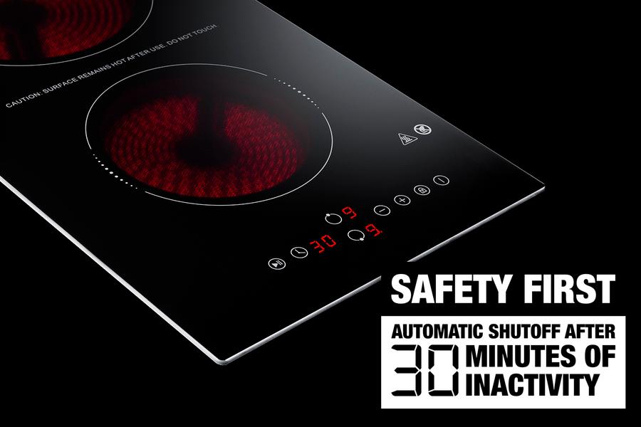 Summit CRH2BT30230 12" Wide 230V 2-Burner Radiant Cooktop With Safety Shutoff