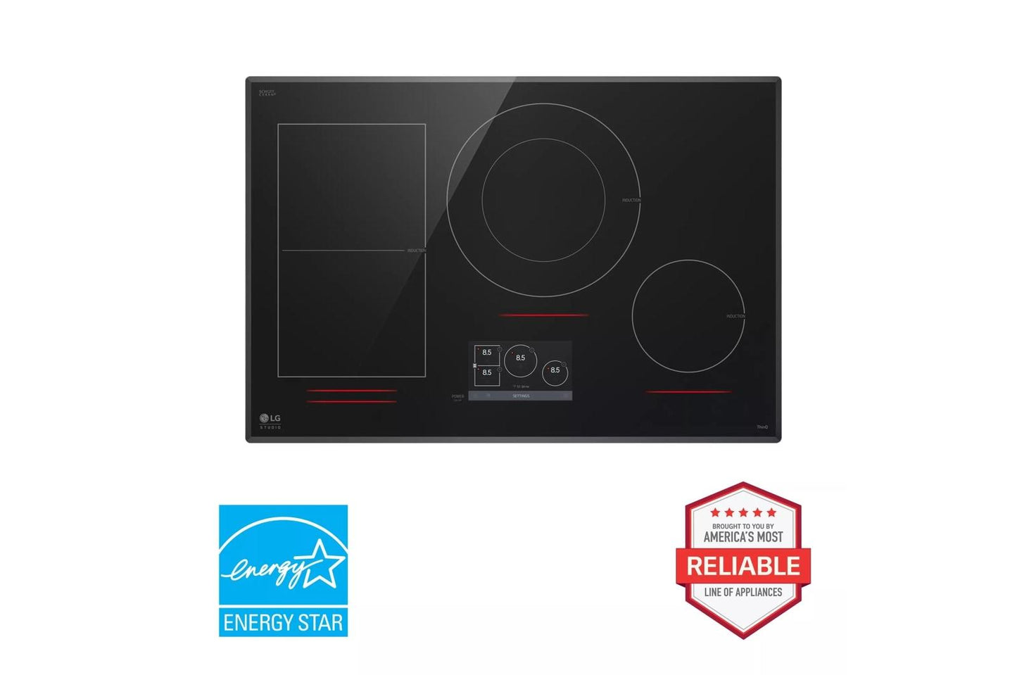 Lg CBIS3018BE Lg Studio 30" Induction Cooktop With 4 Burners And Flexible Cooking Zone