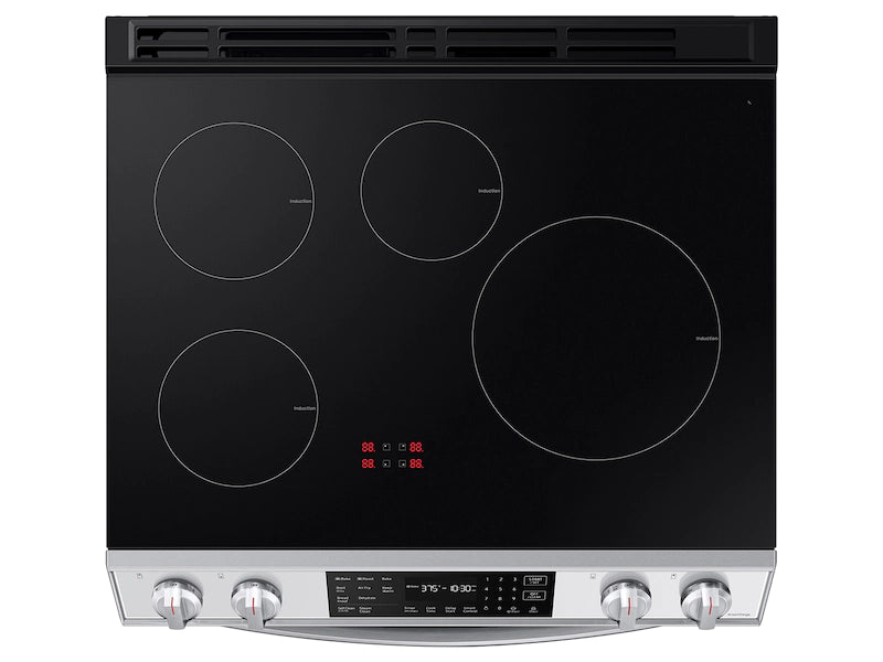 NE63BB861112AA, Bespoke 6.3 cu. ft. Smart Rapid Heat Induction Slide-in  Range with Air Fry & Convection+ in White Glass