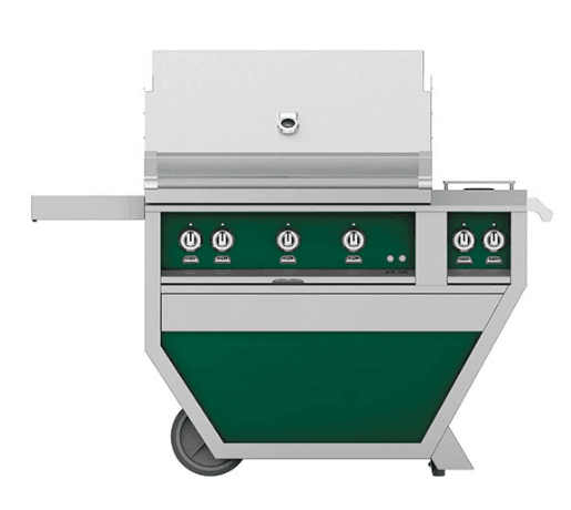 Hestan GSBR36CX2LPGR Hestan 36" Liquid Propane Gas Deluxe Freestanding Grill And Cart W/ Double Side Burner Gsbr36Cx2 - Green (Custom Color: Grove)