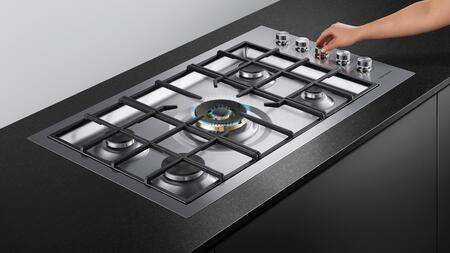 Fisher & Paykel CG365DNGRX2N Gas On Steel Cooktop, 36", Flush Fit