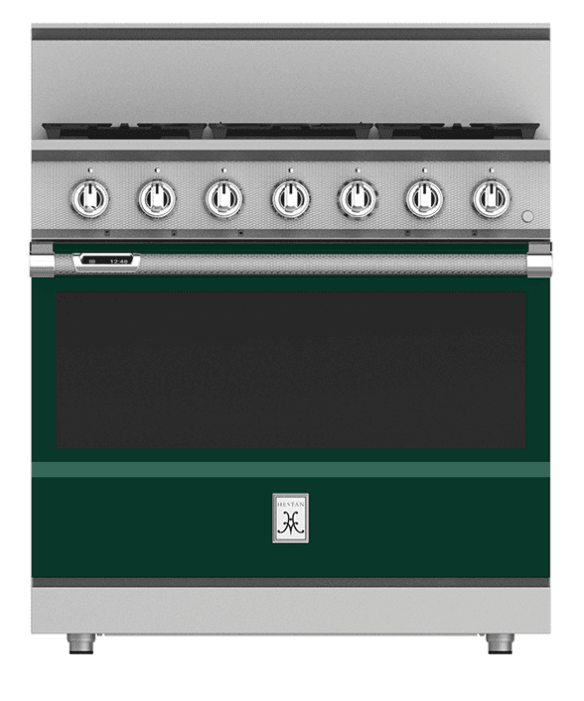 Hestan KRD364GDNGGR 36" 4-Burner Dual Fuel Range With 12" Griddle - Natural Gas - Green / Grove