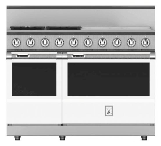 Hestan KRD484GDLPWH 48" 4-Burner Dual Fuel Range With 24" Griddle - Liquid Propane - White / Froth