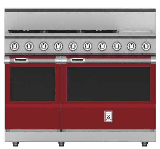 Hestan KRD485GDLPBG 48" 5-Burner Dual Fuel Range With 12" Griddle - Liquid Propane - Burgundy / Tin Roof