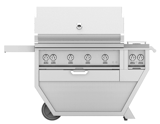 Hestan GSBR42CX2NGWH Hestan 42" Natural Gas Deluxe Freestanding Grill And Cart W/ Double Side Burner Gsbr42Cx2 - White (Custom Color: Froth)