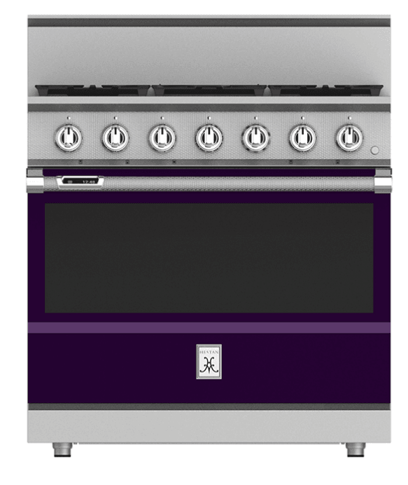 Hestan KRD364GDLPPP 36" 4-Burner Dual Fuel Range With 12" Griddle - Liquid Propane - Purple / Lush