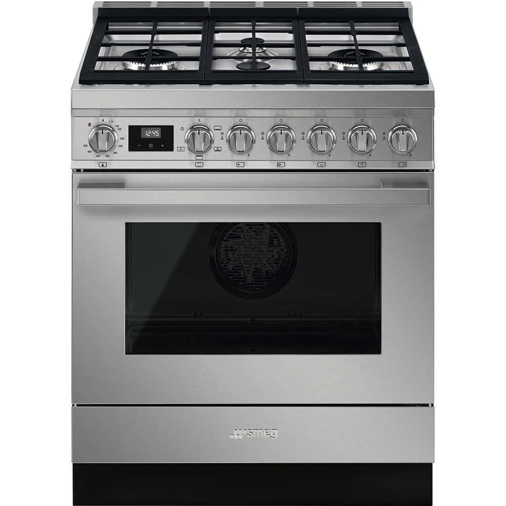 Smeg CPF30UGGX Portofino Pro-Style All-Gas Range, Gray, 30" X 25"