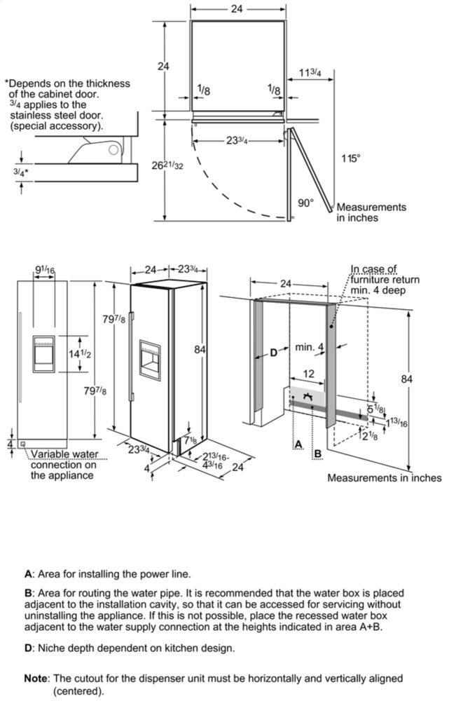 Thermador T24ID900RP 24-Inch Built-In Panel Ready Freezer Column With Ice & Water Dispenser, Right Side Door Swing