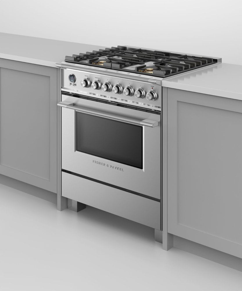 Fisher & Paykel OR30SCG6X1 Dual Fuel Range, 30", 4 Burners, Self-Cleaning