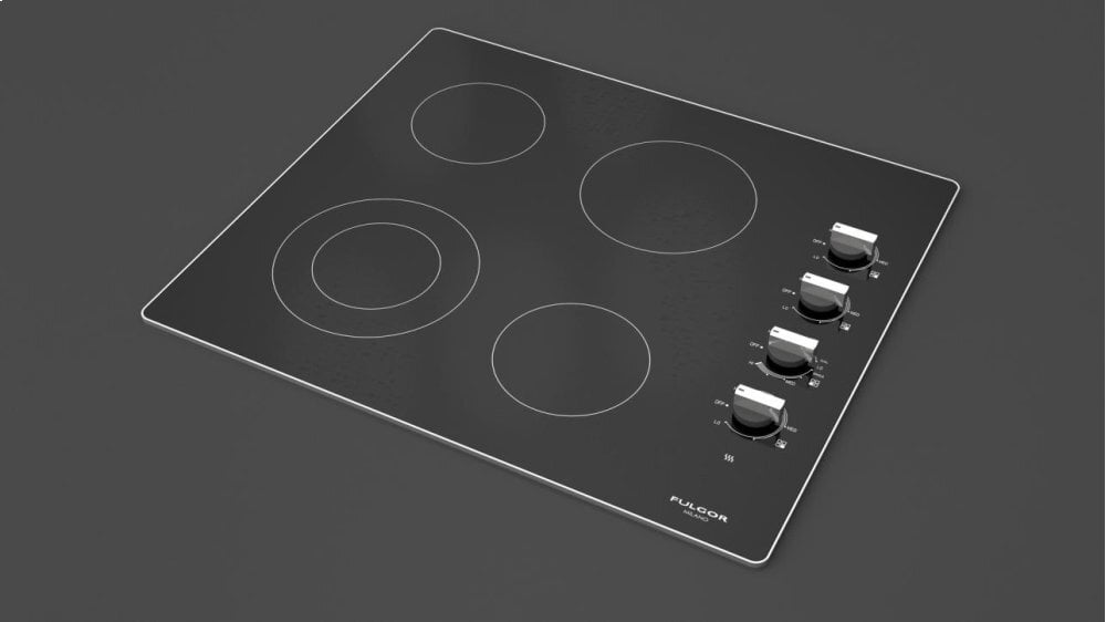 Fulgor Milano F3RK24S2 24" Radiant Cooktop With Knobs - Black Glass