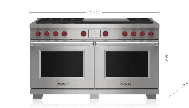 Wolf DF60650DGSP 60" Dual Fuel Range - 6 Burners And Infrared Dual Griddle