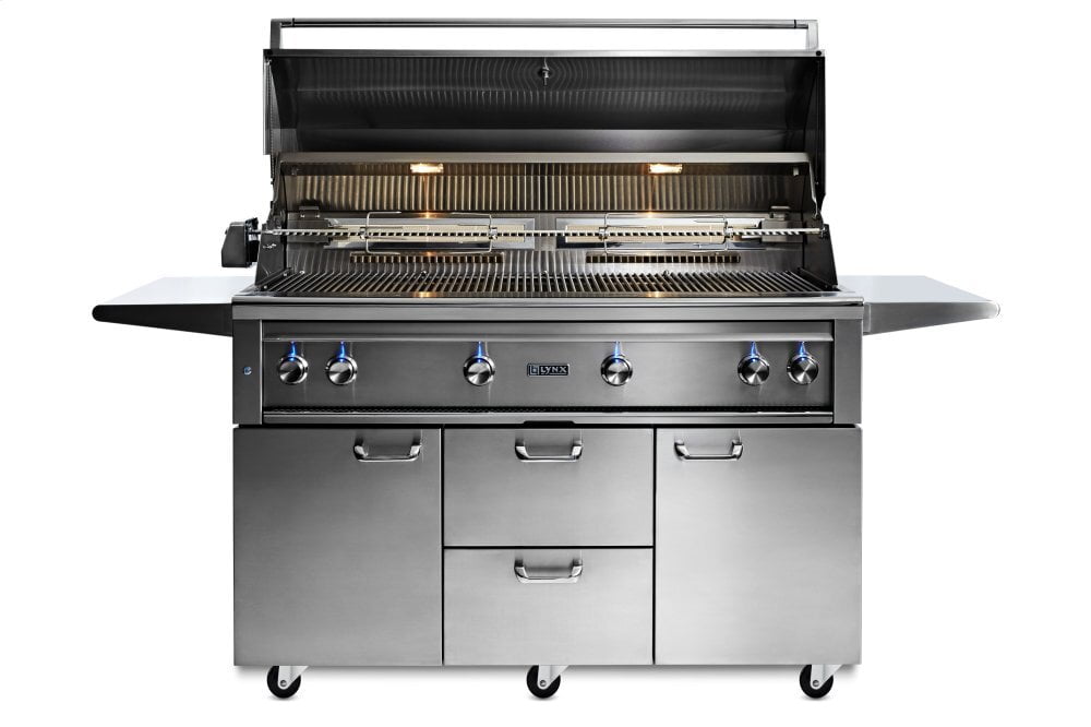 Lynx L54TRFLP 54" Lynx Professional Freestanding Grill With 1 Trident And 3 Ceramic Burners And Rotisserie, Lp