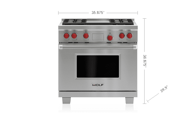 Wolf DF36450GSP 36" Dual Fuel Range - 4 Burners And Infrared Griddle