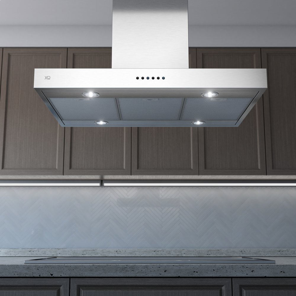 Xo Appliance XORI36S 600 Cfm 36" Minimalist Profile Italian Made Island Hood Stainless