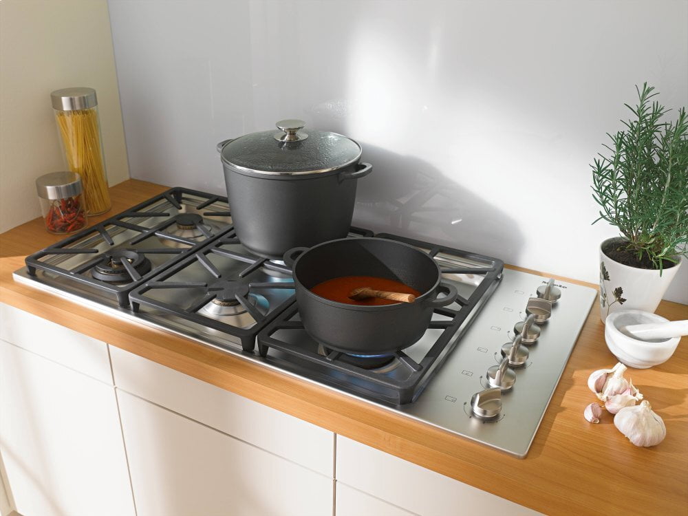 Miele KM3484G Km 3484 G - Gas Cooktop With 2 Dual Wok Burners For Particularly Versatile Cooking Convenience.