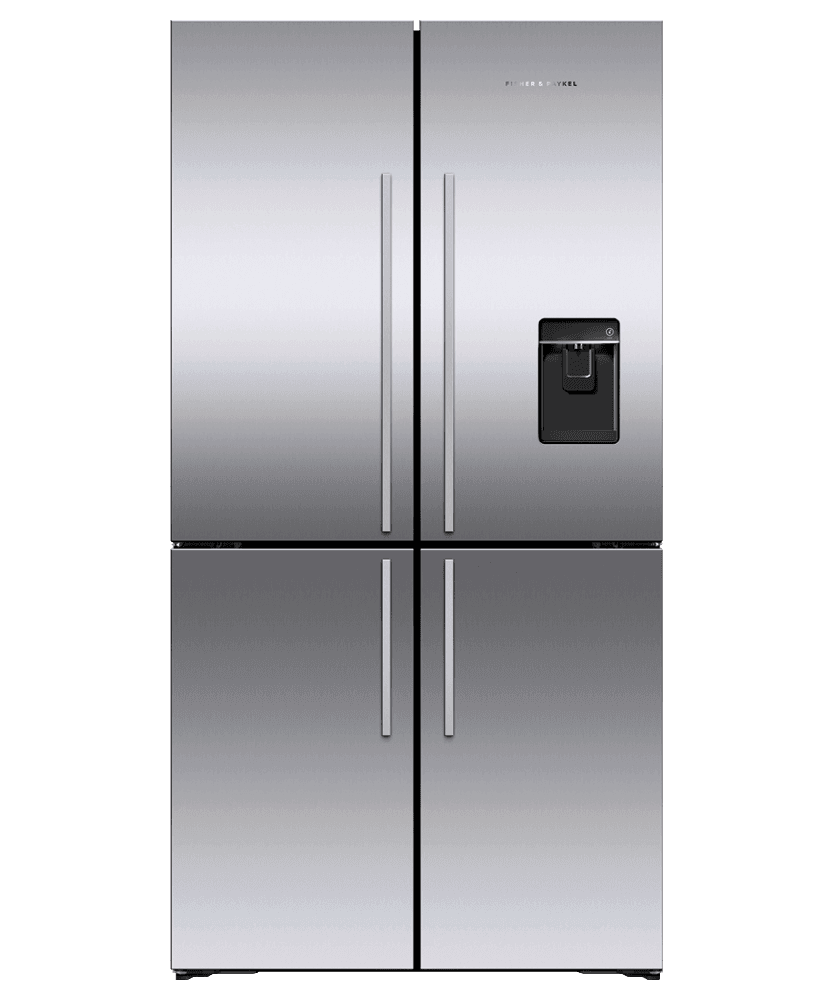 Fisher & Paykel RF203QDUVX1 Freestanding Quad Door Refrigerator Freezer, 36", 18.9 Cu Ft, Ice & Water