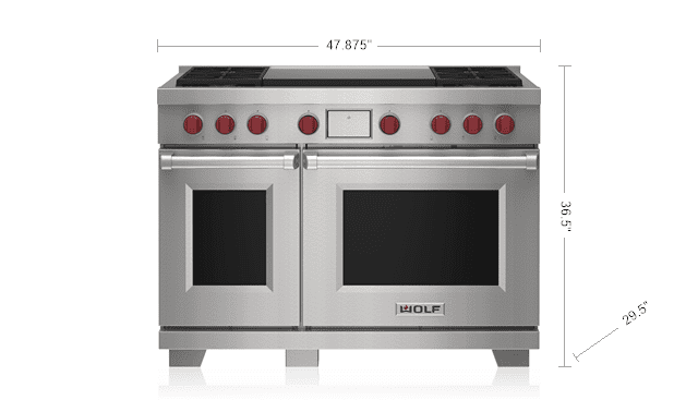 Wolf DF48450DGSP 48" Dual Fuel Range - 4 Burners And Infrared Dual Griddle