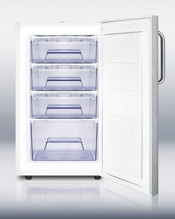 Summit FS407LBI7SSTB Commercially Listed 20" Wide Built-In Undercounter All-Freezer, -20&#Xba; C Capable With A Lock, Stainless Steel Door, Towel Bar Handle And White Cabinet