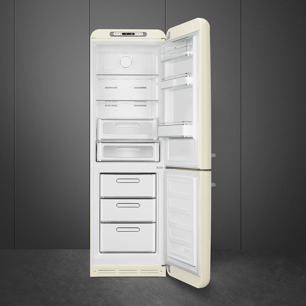 Smeg FAB32URCR3 '50S Style No Frost' Fridge-Freezer, Cream, Right Hand Hinge, 60 Cm (Approx 24")