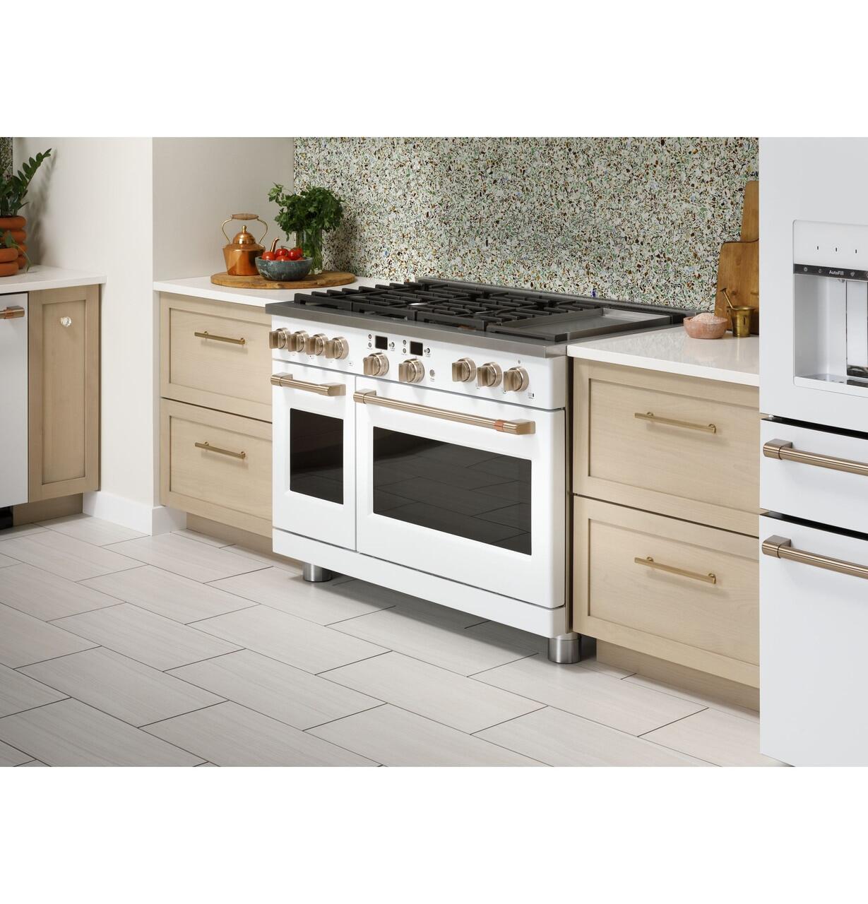 Cafe C2Y486P4TW2 Café&#8482; 48" Smart Dual-Fuel Commercial-Style Range With 6 Burners And Griddle (Natural Gas)