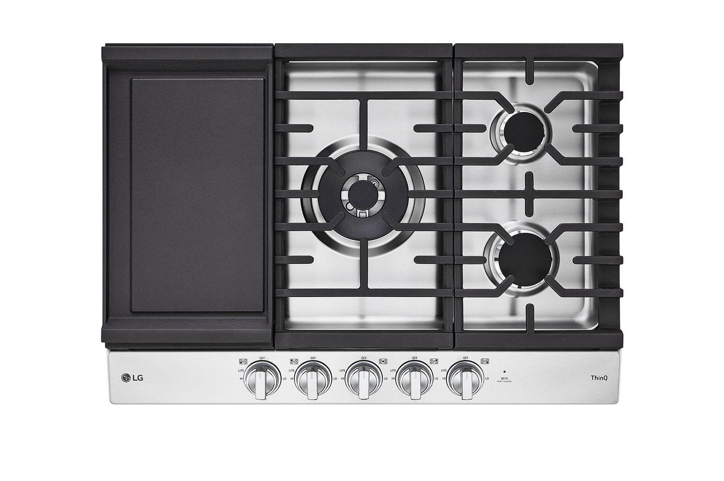 Lg CBGJ3027S 30" Smart Gas Cooktop With Ultraheat&#8482; 22K Btu Dual Burner And Led Knobs