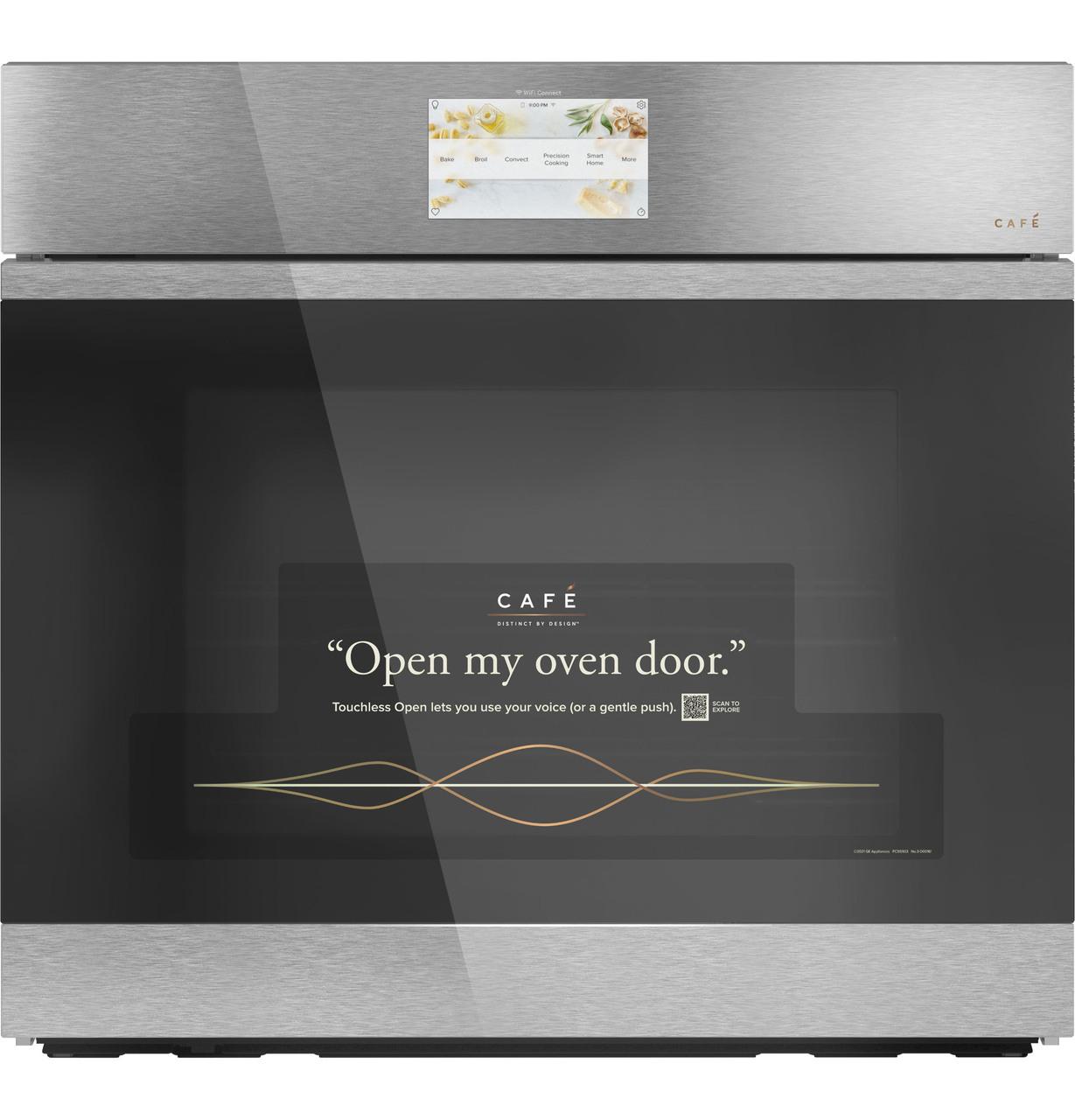 Cafe CTS90DM2NS5 Café&#8482; Minimal Series 30" Smart Built-In Convection Single Wall Oven In Platinum Glass