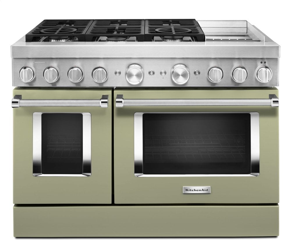 Kitchenaid KFDC558JAV Kitchenaid® 48'' Smart Commercial-Style Dual Fuel Range With Griddle - Avocado Cream