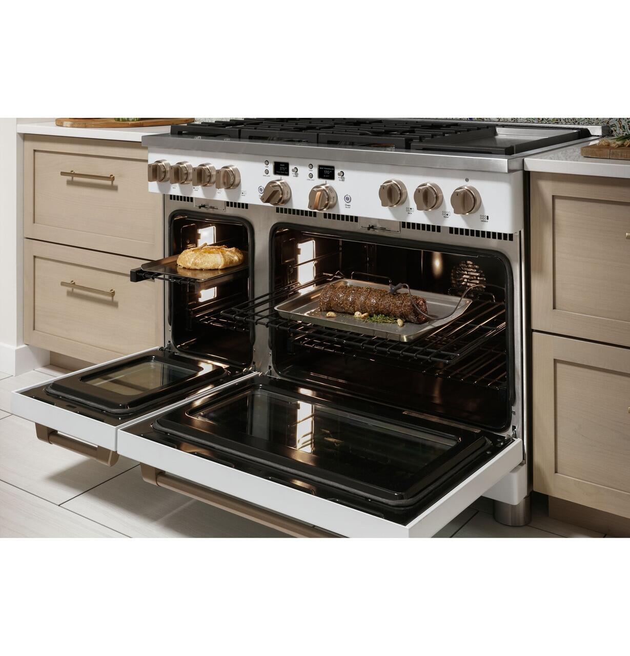 Cafe C2Y486P4TW2 Café&#8482; 48" Smart Dual-Fuel Commercial-Style Range With 6 Burners And Griddle (Natural Gas)