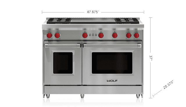 Wolf GR484DGLP 48" Gas Range - 4 Burners And Infrared Dual Griddle