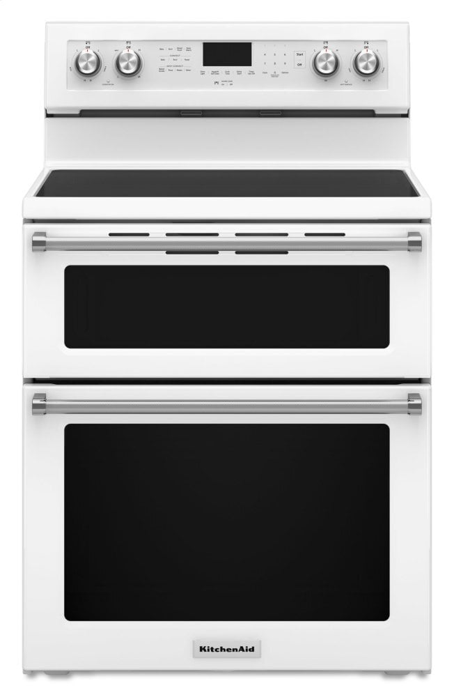 Kitchenaid KFED500EWH 30-Inch 5 Burner Electric Double Oven Convection Range - White