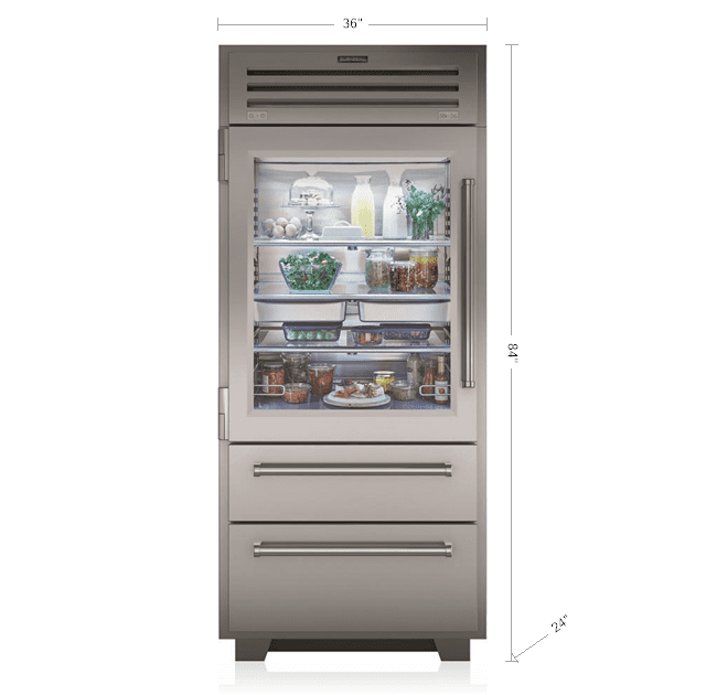 Sub-Zero PRO3650GLH 36" Pro Refrigerator/Freezer With Glass Door